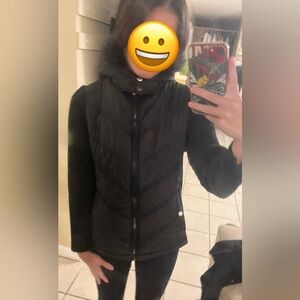 Miss Ashley petite light weight winter jacket attached hood faux fur trim sz pl